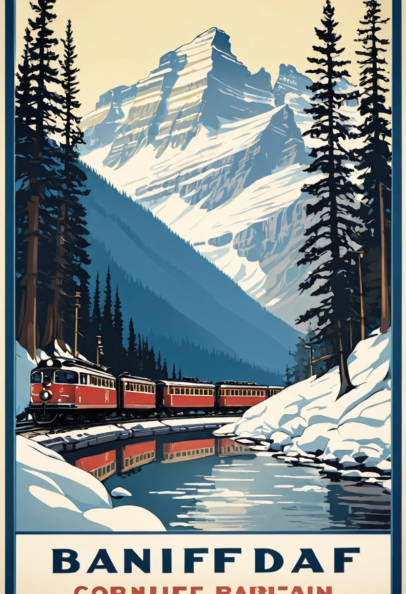 banff line art, propaganda poster
