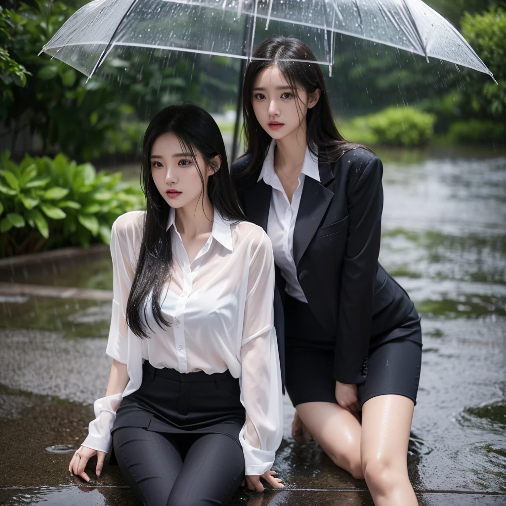 mini skirt、Leg spread、Hair getting wet in the rain、Transparent shirt、Beautiful woman getting wet in the rain、typhoon、Get wet without an umbrella、Beautiful woman in the rain、雨で濡れたBeautyOL、Detailed face、Realistic、beautiful girl、Beauty、Office Lady Uniform、beauty、Skin is transparent、Beautiful woman、Narrow waist、Handsome woman、Tight pants look、suit、Sexy pose、タイトなsuitパンツ、雨で濡れたsuit、Wet naked shirt、See-through shirt、Shot in heavy rain、Naked shirt