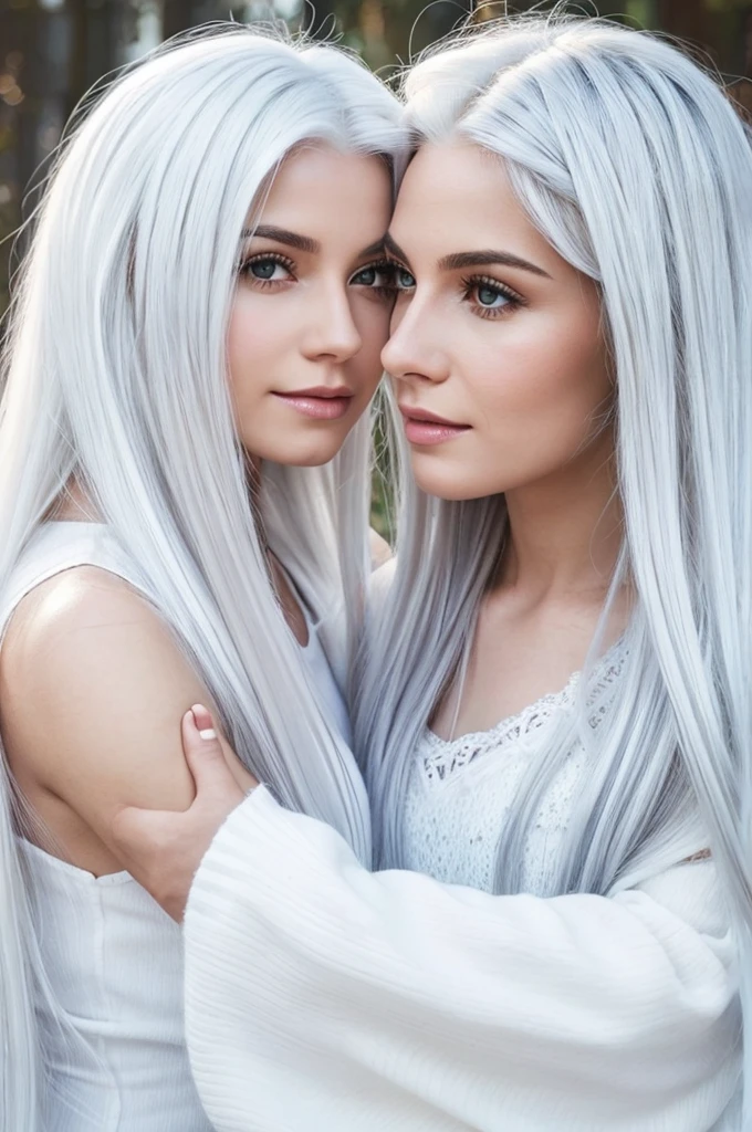 arafed yOUNG man passionately making love to a woman with long white hair posing for a picture, perfect white haired girl, girl with white hair, girl silver hair, intense white hair, white beautiful hair, silver hair girl, white haired lady, white hair color, with long white hair, flowing white hair, long platinum hair, 4k hd. snow white hair, silver long hair