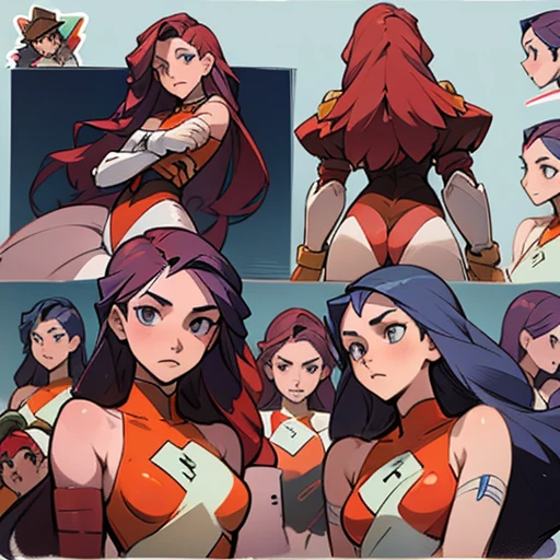 Erotic body paint design inspired by miorine rembrant (gundam) With long hair , in various views (front and back) ((Character sheet)) (((covering privates pose )))