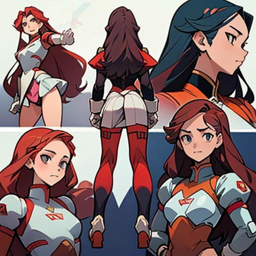 Erotic underwear design inspired by miorine rembrant (gundam) With long hair , in various views (front and back) ((Character sheet)) (((covering privates pose )))