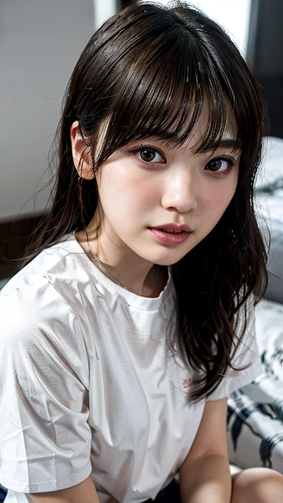 32K, Highest quality, masterpiece, Realistic, Very detailed, photo shoot, High resolution, View photos side by side, High resolution, Confused, Smoother light, Official Art, Written boundary depth, Bright light,
close, thin, Detailed face, anger, Beautiful details in the eyes, 19 years old Korean, cute, Highest quality real texture skin,
T-Shirts,