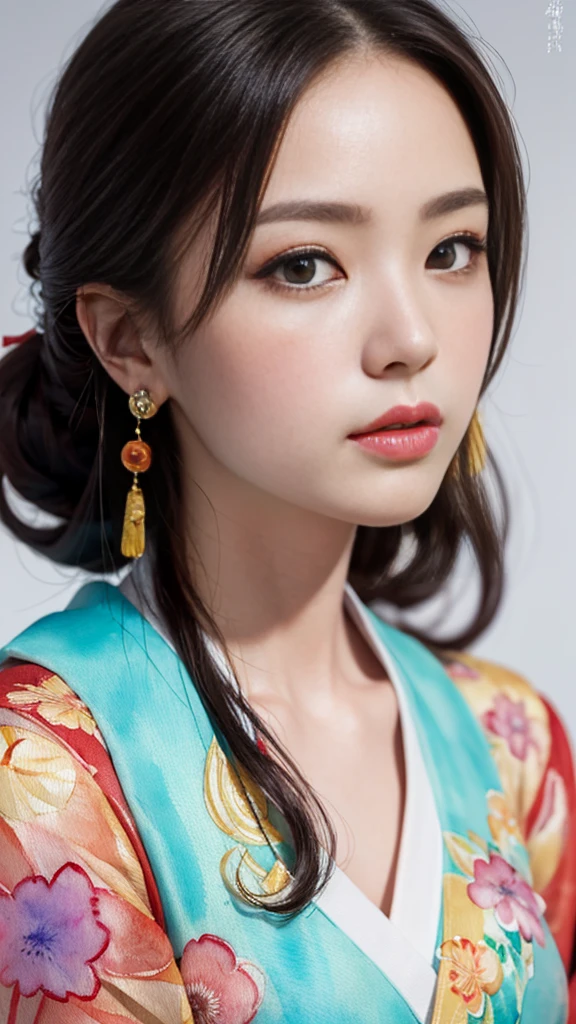 (masterpiece:1.2, Highest quality), (Highly detailed face, live-action, Realistic Skin, Realistic body, Intricate details), alone, 1 Mature Woman, casual,Ukiyo-e, (watercolor:1.3), Oiran,girl,Portraits during the journey,Hanfu