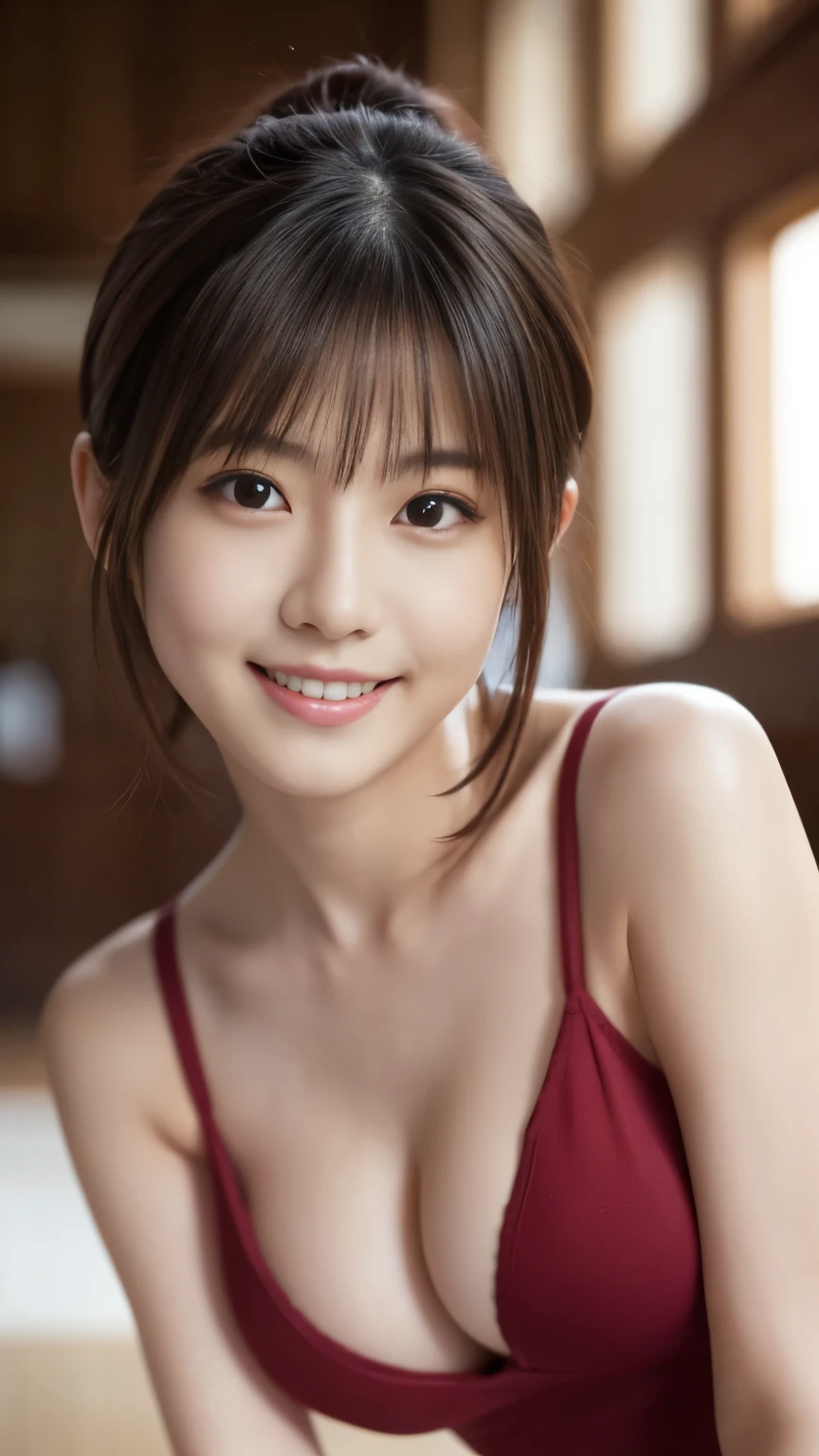 1 girl, (Protruding nipples:1.2、NUDE:1.6、Cleavage), Beautiful Japanese actresses, (RAW Photos, highest quality), (Realistic, Photorealistic:1.4), masterpiece, Very delicate and beautiful, Very detailed, wonderful, finely, Very detailed CG Unity 8k 壁紙, Very detailed, High resolution, Soft Light, Beautiful detailed girl, Very detailed目と顔, Beautiful and detailed nose, Beautiful and detailed, looking at the camera、Perfect Anatomy, Slender body, smile、Short Hair:1.8