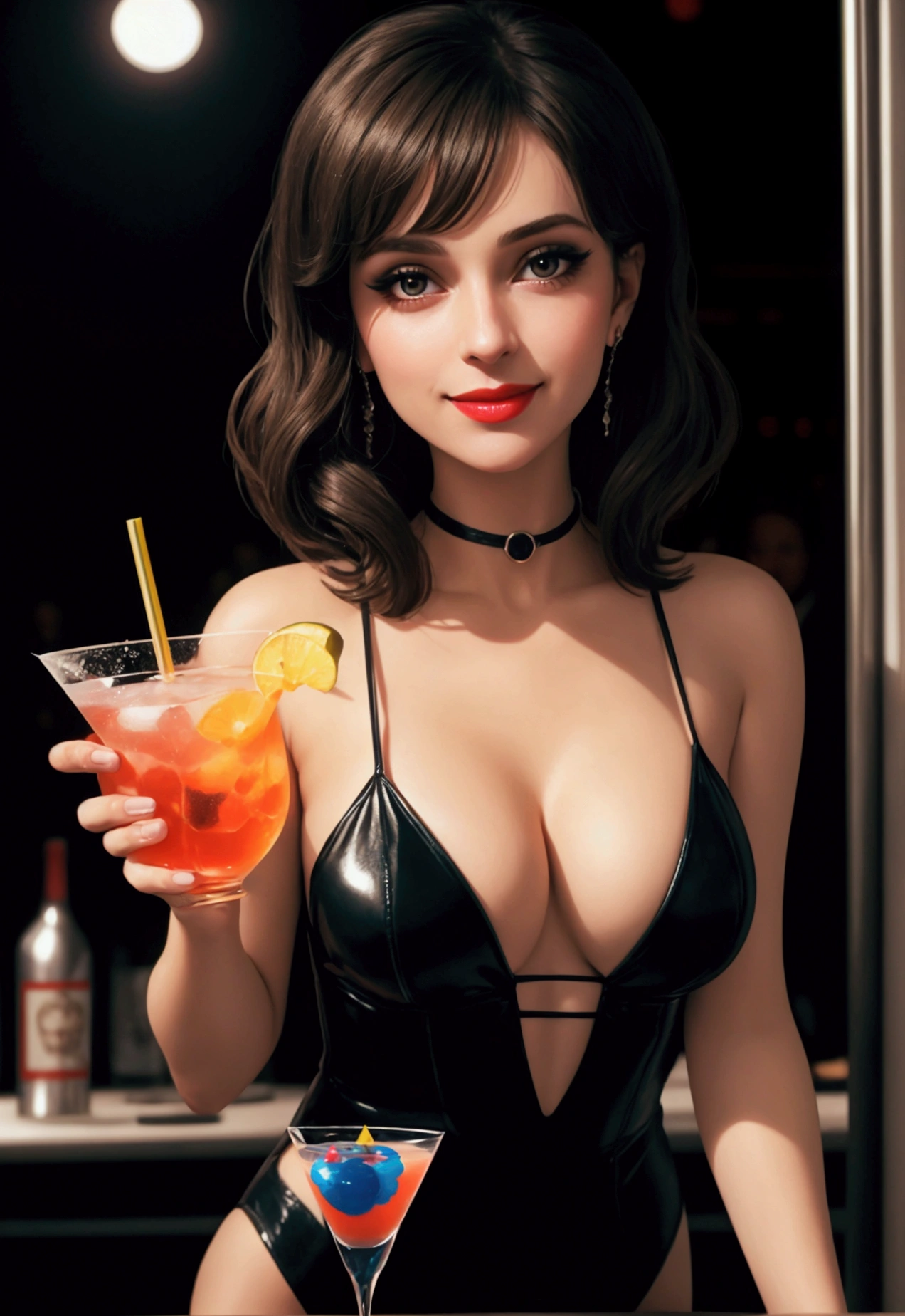 Natalia takes a sip of her martini and her eyes scan the packed club. A playful smile tugs at the corner of her mouth.