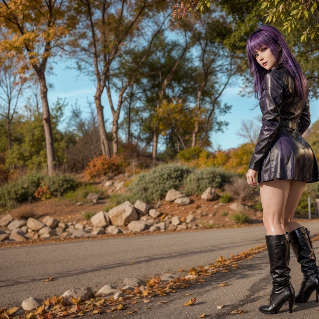 Ayane, Purple hair, (best quality, Ultra-detailed), (realistic:1.37), beautiful and detailed face, ultra-realistic texture, delicate face, delicate body, red lipstick, long-lasting colors. high definition, 8K. with a serious and very expressive expression in the eyes.