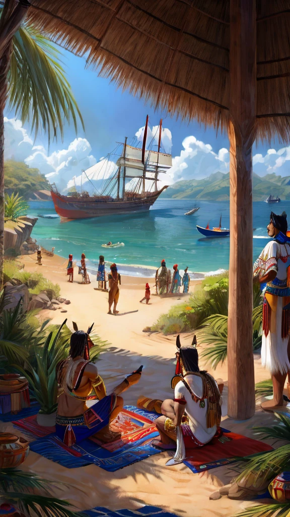 indigenous tribe watching ships arrive