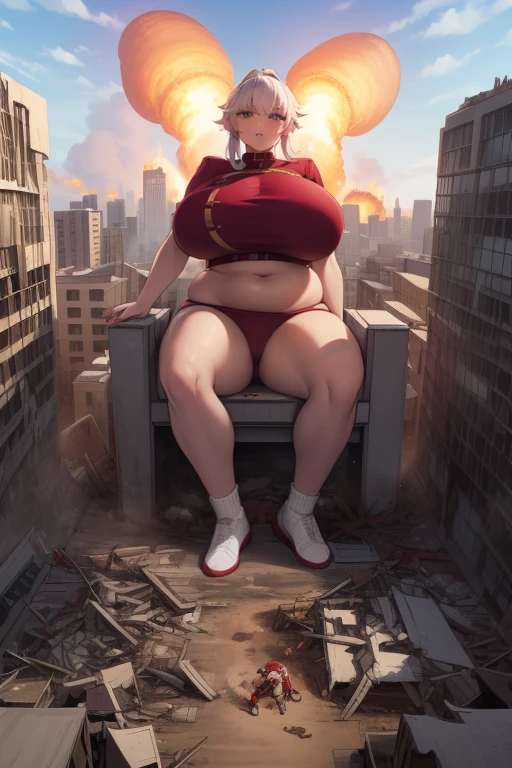 Formidable_offault en una ciudad ofstruida, (GTacro, aerial view, of_above, (asiento ofl edificio), ((rampage)), ((ofstrucción)), ofsnuda, gigantic, crossed legs, (masterpiece), (High resolution), chubby chubby, Best Quality, ((full_body)), Footprints, ((gigantic_breasts)), versus_viewer, broad_shooting, pequeños edificios a lo largo of la parte inferior ofl marco, ABS, suelas empapadas of sangre, manchas of sangre, affected smile, presumed, devastating, Explosion, military vehicle, Mordred, milf