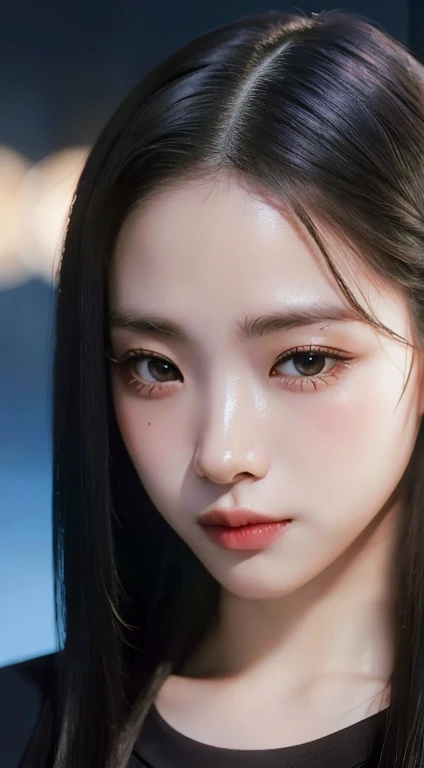 32K, Highest quality, masterpiece, Realistic, Very detailed,  photograph, High resolution, 行photograph, High resolution, Confused, Smoother light, Official Art, Written boundary depth, Bright light,
close, thin, Detailed face, anger, Beautiful details in the eyes, 19 years old Korean, cute, Highest quality real texture skin,
T-Shirts,