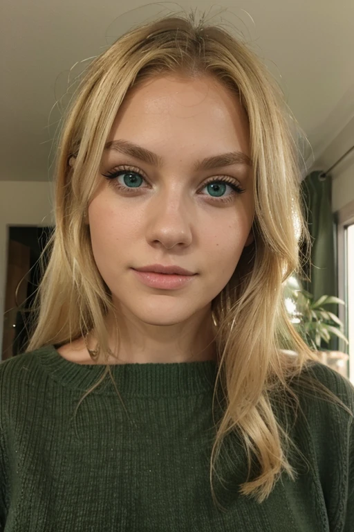 BLONDE with green eyes