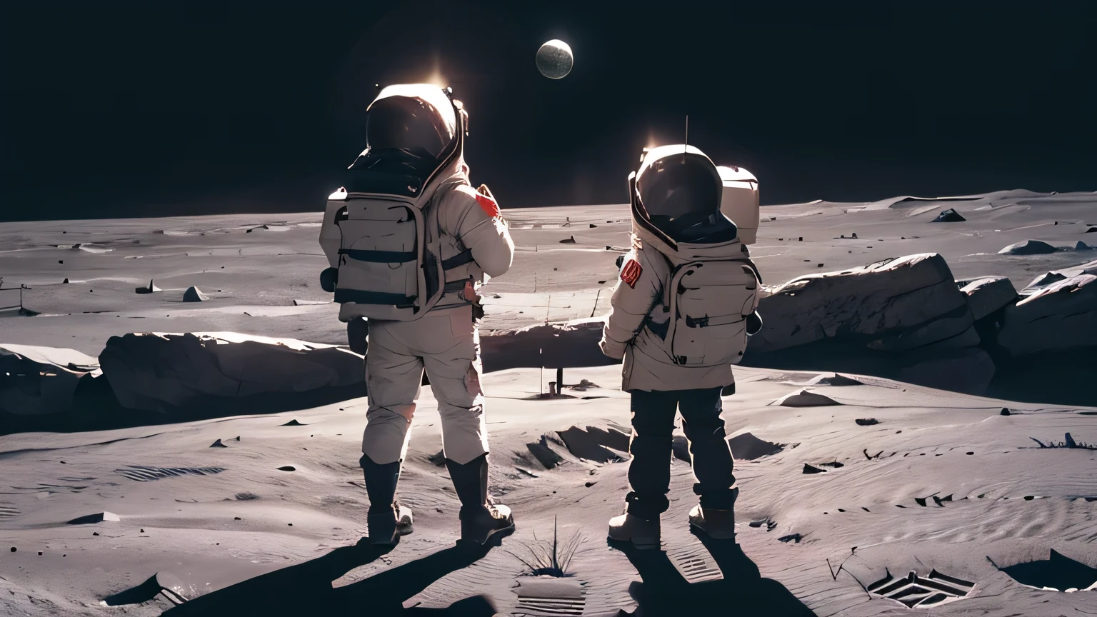 children playing on the moon