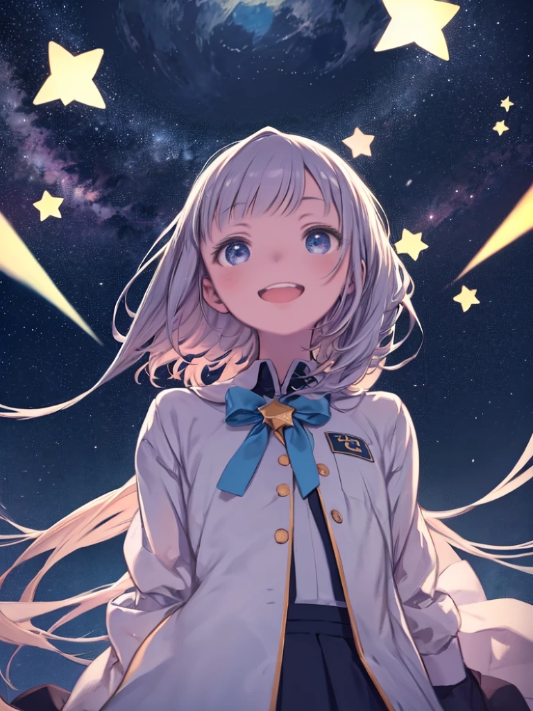 One Girl、Planetarium、Looking up at the ceiling、12 Constellations、laughing、Sparkling eyes、high school girl、Starry Sky、Angle from below、