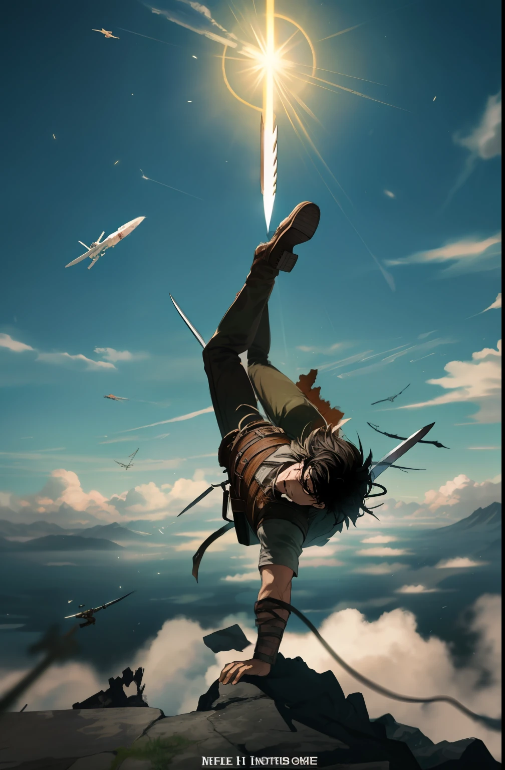 Eren Yeager takes to the air with a 3D cable, Soar high above the Titan-infested landscape. Prepare his knife、His face was placed on an expression of fierce determination, Eren prepares to unleash a devastating attack on the Titans below.When He Comes to Kill, Ellen's 3D cable runs through the air, Push him forward with incredible speed and agility. With each movement, His blade flashes in the light, glinting with deadly intent as he slashes through the Titans with incredible precision and skill.As the battle rages, Ellen's face、Remains a focus and determination study, His eyes were firmly fixed on the task at hand. Every time a titan defeats, His self-confidence increases, And he becomes even more determined to protect humanity from the threat of the titans.Ellen's incredible strength, skill, And agility is on full display, We'll show you why he's such an iconic and beloved character in the Attack on Titan universe. Soar over Titan with a 3D cable、Dive into the fray with a trusty knife, Eren is a force to consider, A fierce warrior who faces even the greatest challenges,、Protector of Humanity.