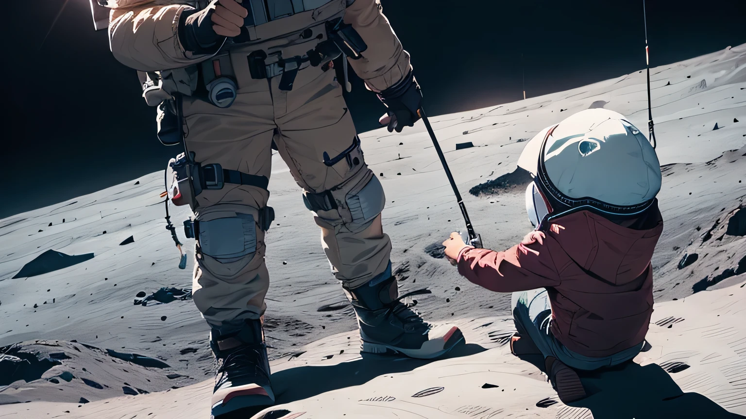 children playing on the moon