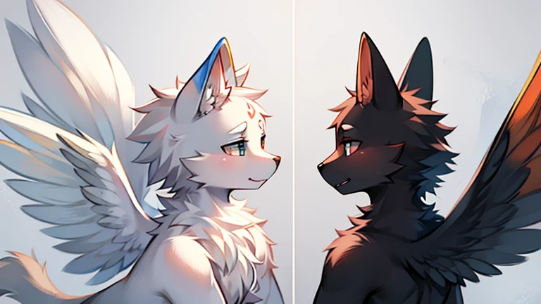 （Slim body+Hypnotic control:1.2）Cute little wolf，male people，The light in the eyes disappeared，With a dull expression，General incontinence，drools，Loss of self-awareness（Dark atmosphere+Strong shadows:1.1），Mysterious light。