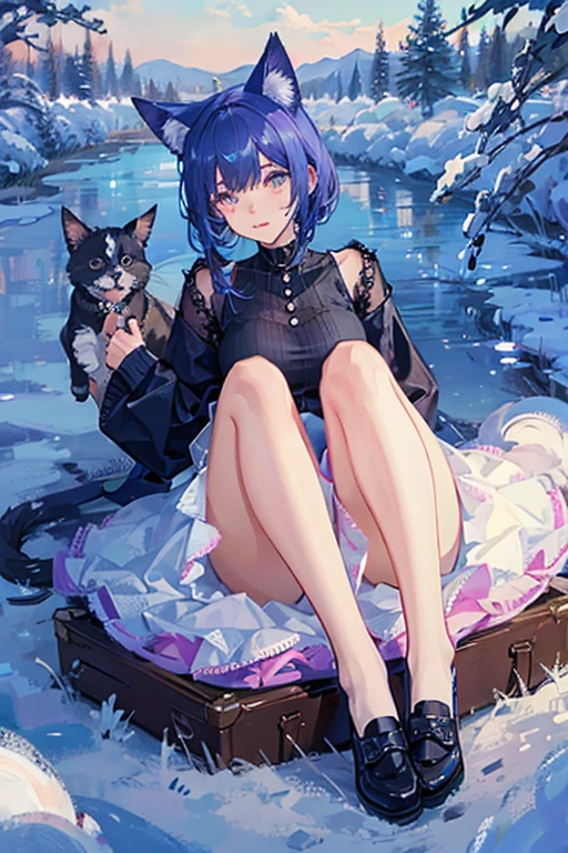 Dog ears and tail、Cat's eyes and whiskers、Design a hybrid animal with bird wings and feathers。This creature is intelligent、Agility、Make it a free-spirited experience。
