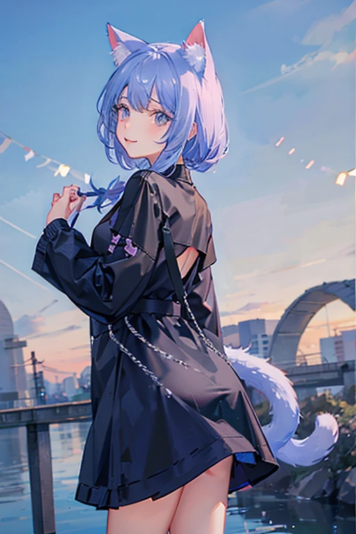 Dog ears and tail、Cat's eyes and whiskers、Design a hybrid animal with bird wings and feathers。This creature is intelligent、Agility、Make it a free-spirited experience。