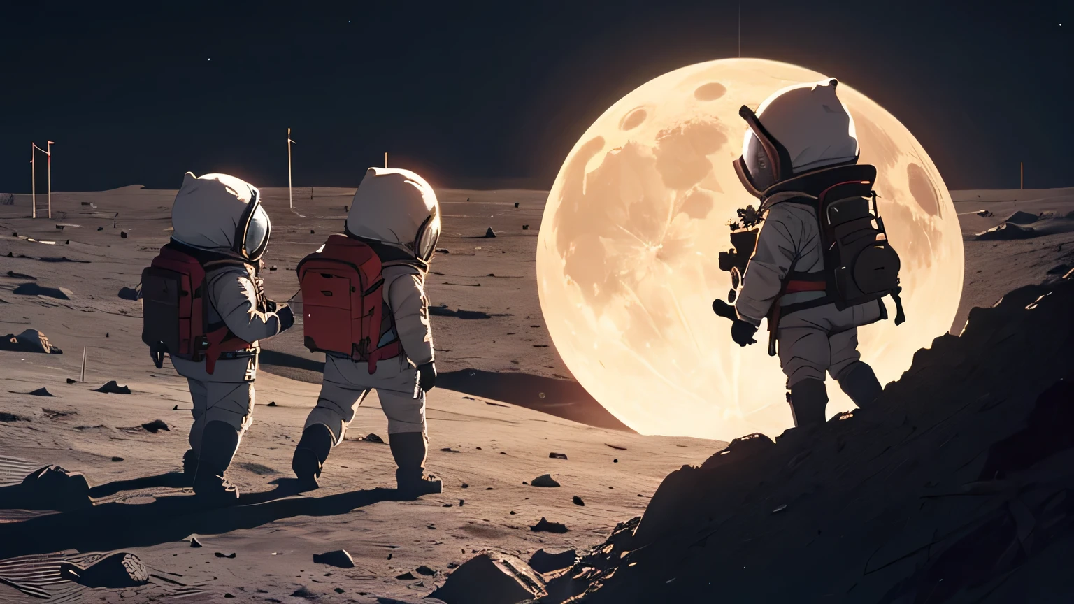 children playing on the moon