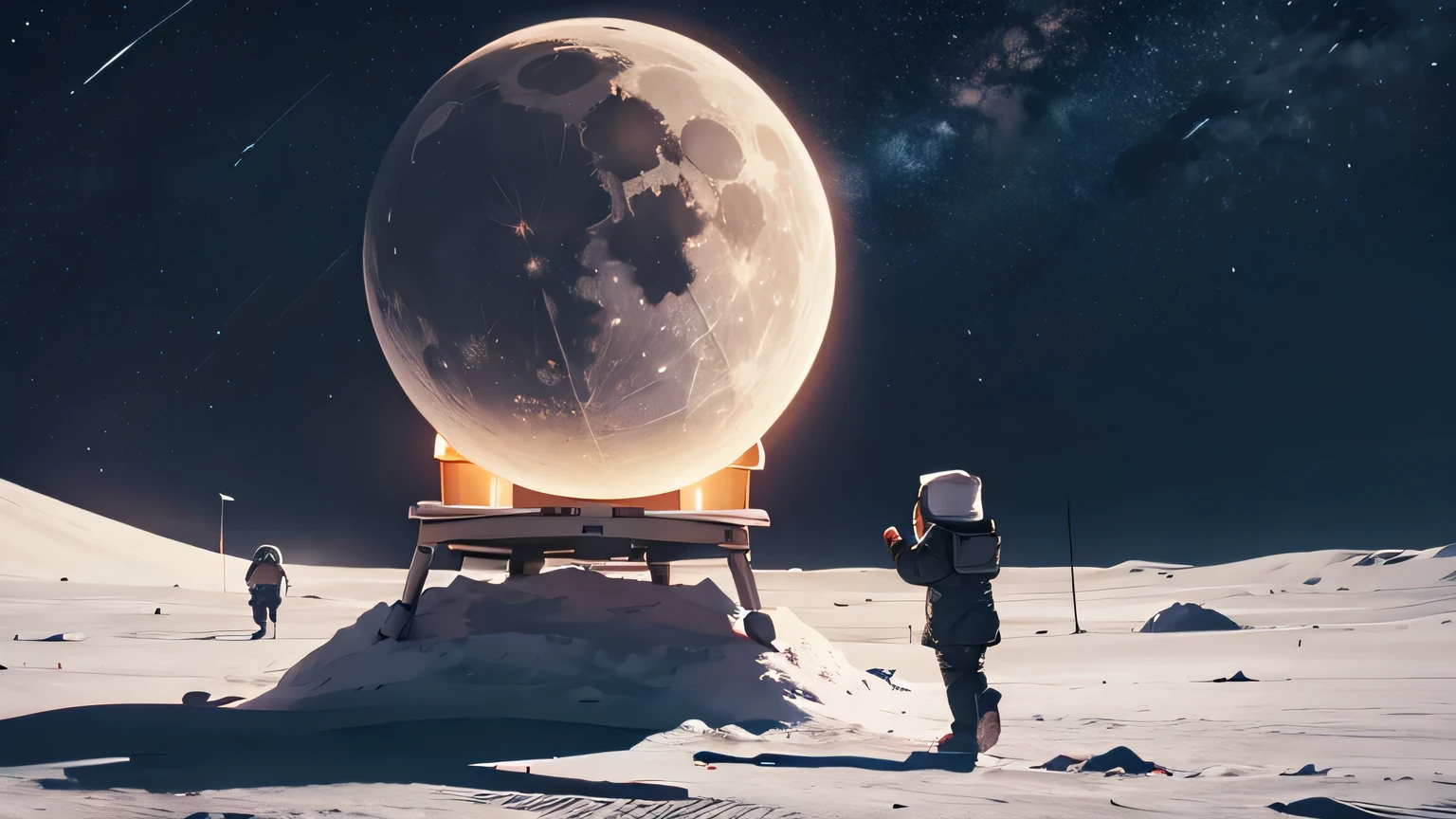 children playing on the moon