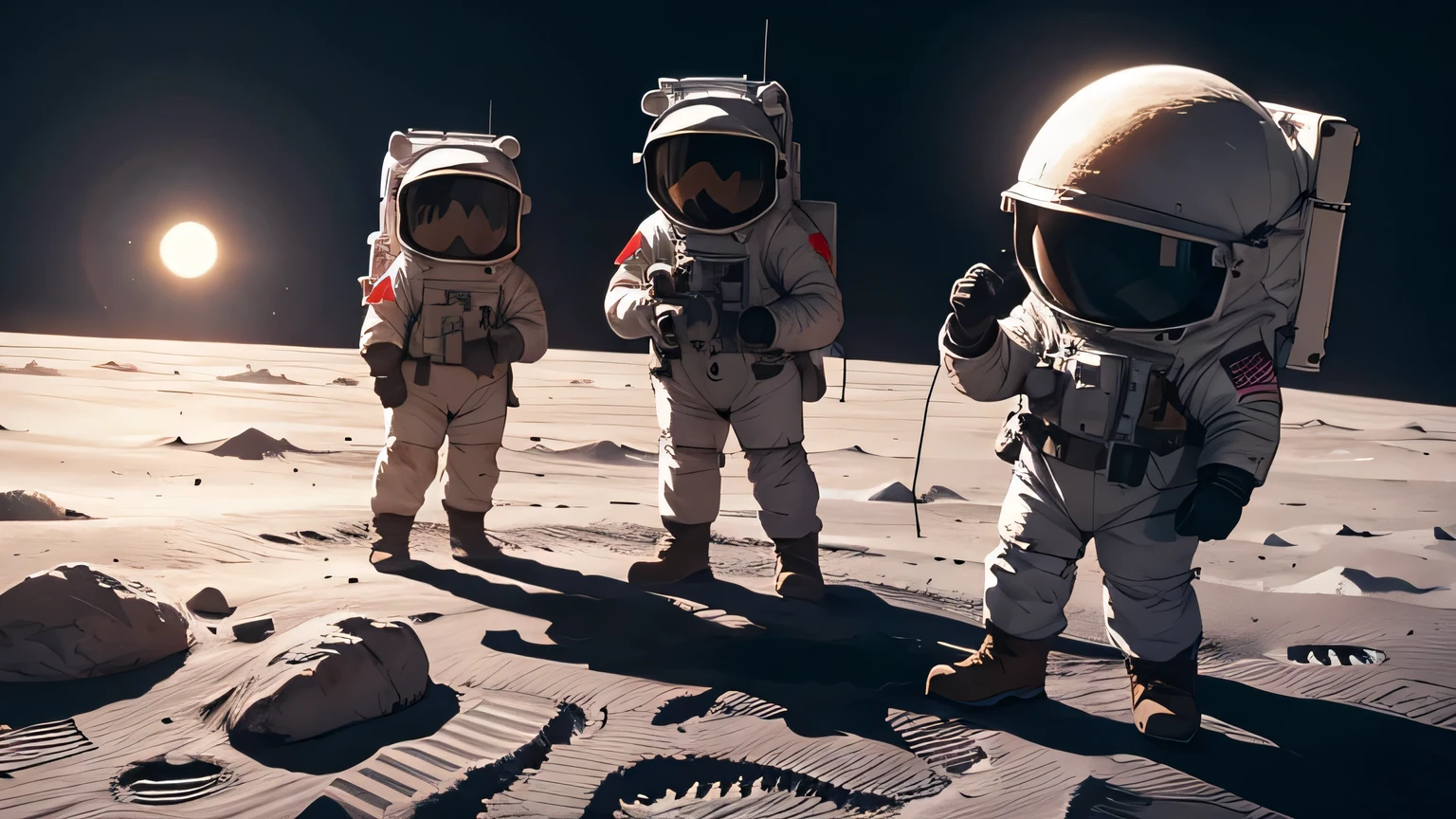 children playing on the moon