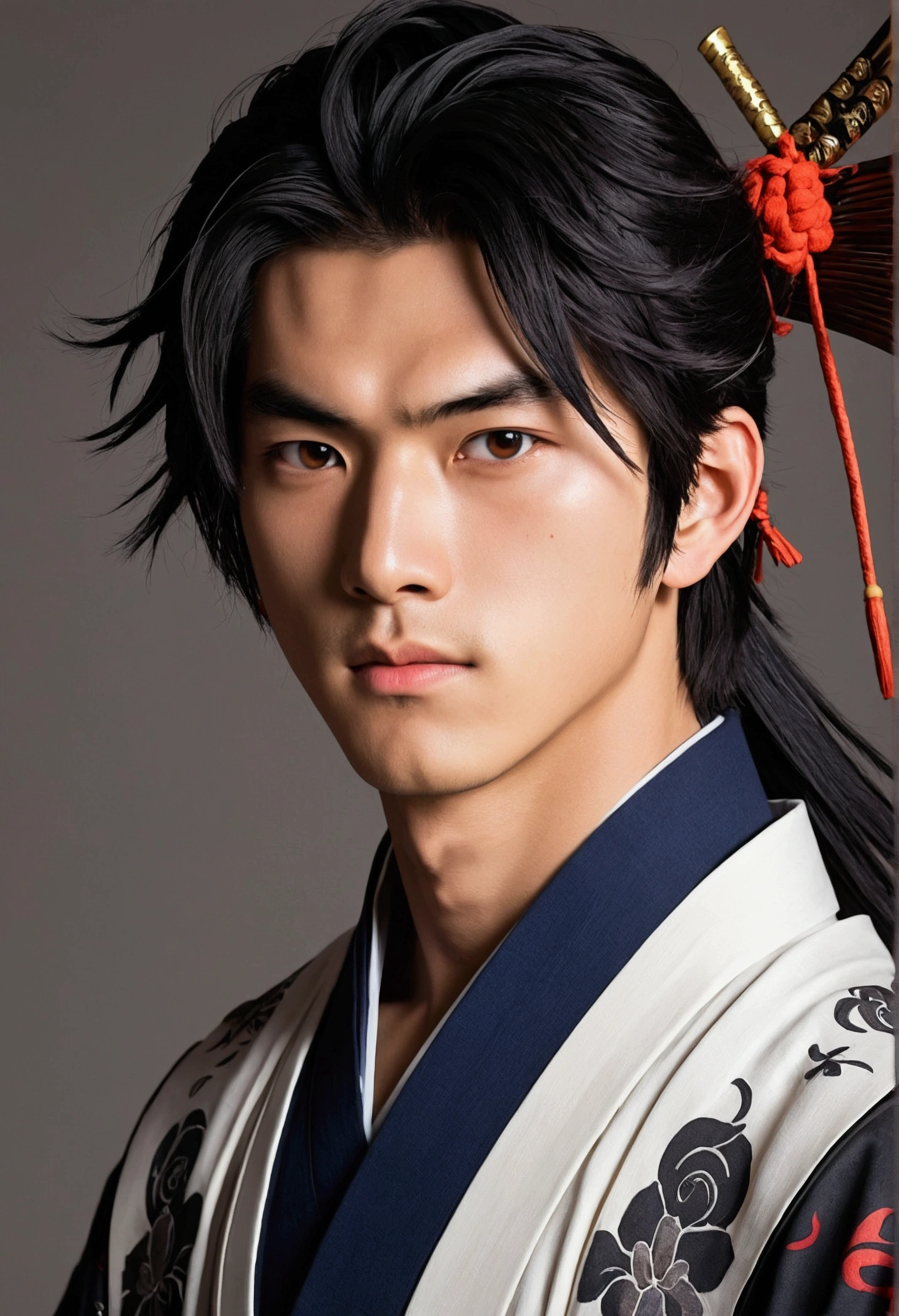 Samurai anime boy about 18 years old 