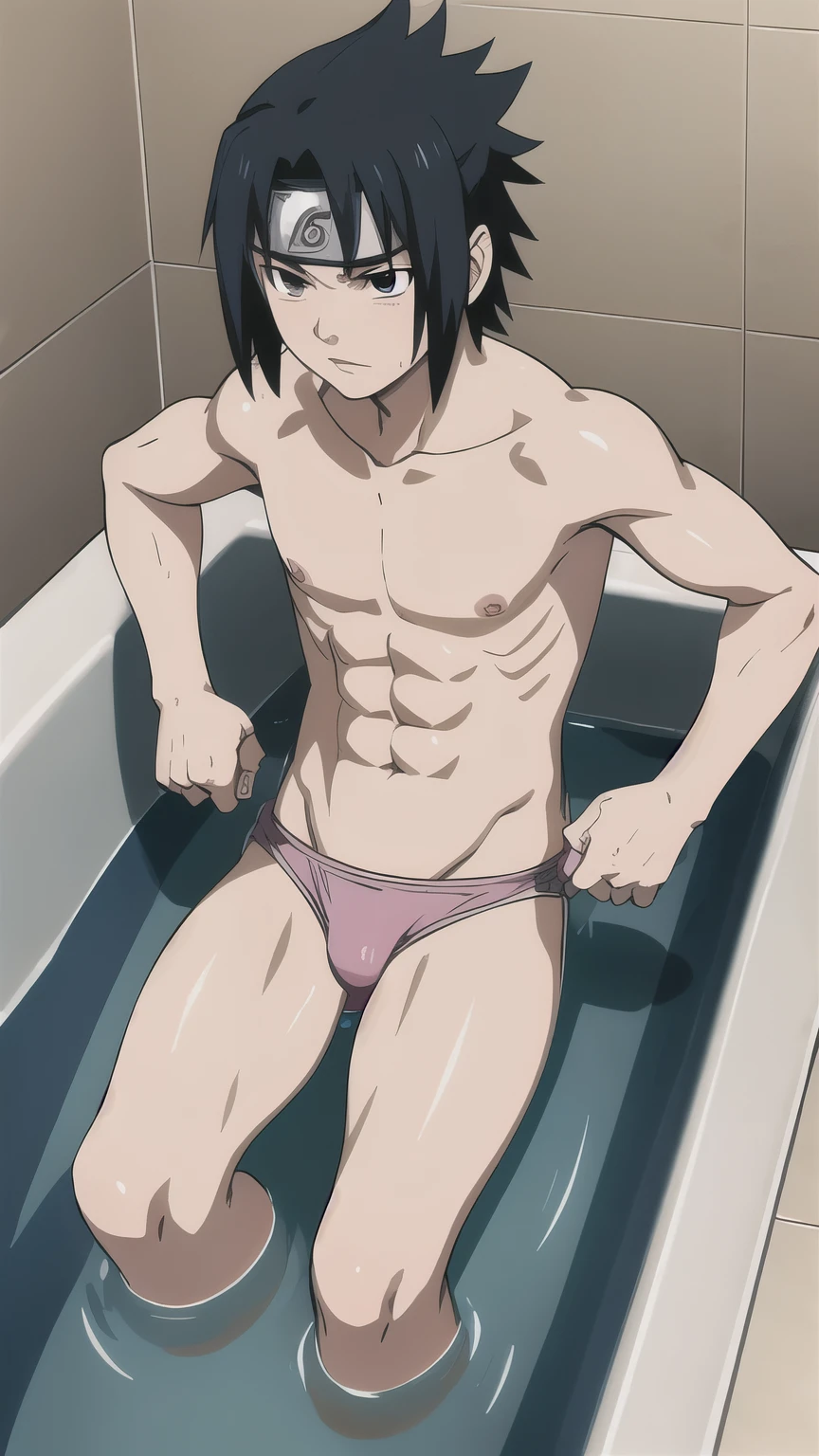Sasuke, topless, pink briefs, bodybuilder, muscle growth, muscle, bathtub, bathing, s,