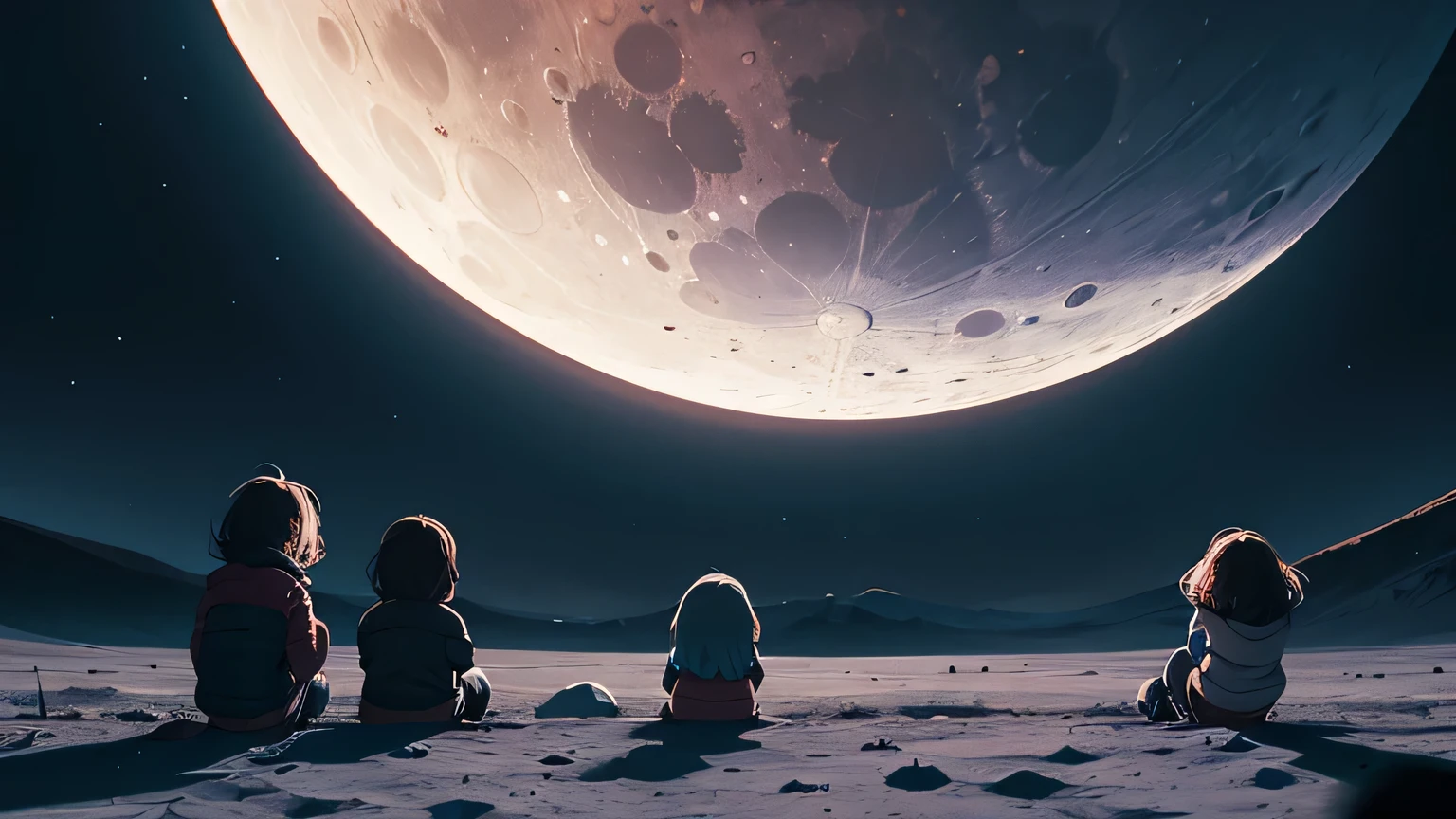 children playing on the moon