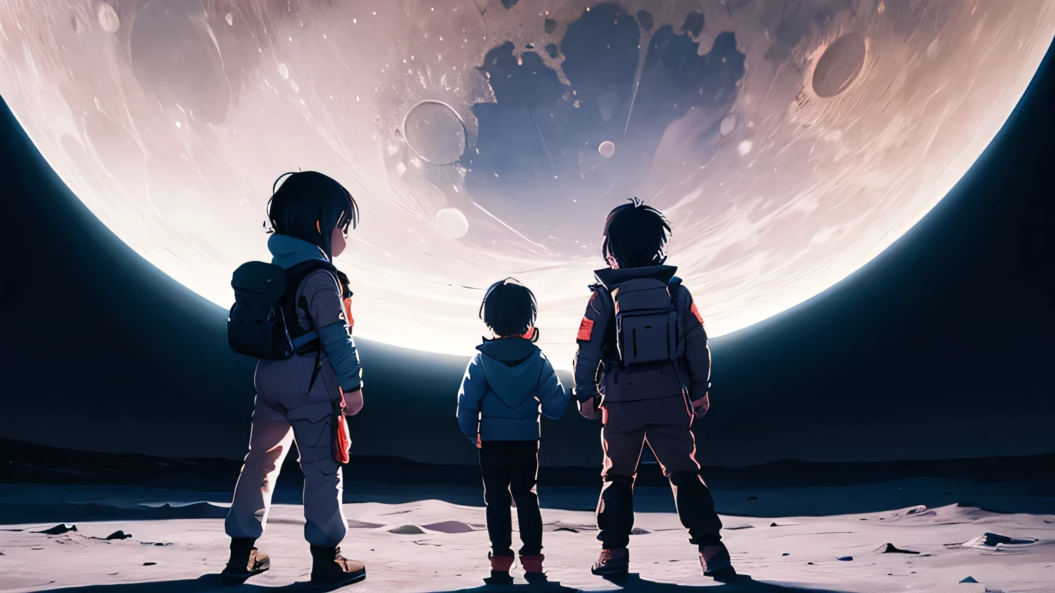 children playing on the moon