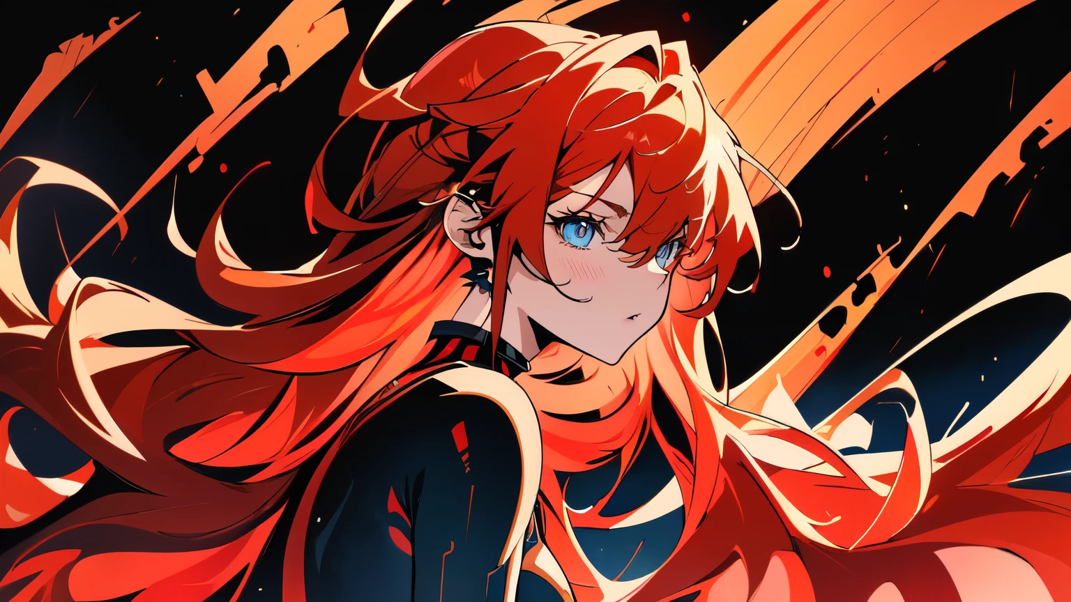 ((artwork, best quality)), side view, cinematic lighting, 1 girl ,with blue eyes, red hair ((((pretty face)))), pretty body, sour_Asuka_Langley, jumpsuit, swimsuit, interface headset, red swimsuit, hair between eyes, pilot costume, crouching, tokyo, (((8K, high quality, HDR, detailed)))