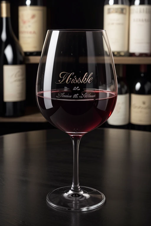 Wine glass with the name Elisbel engraved in black