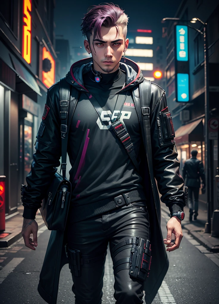 baground cyberpunk handsome boy . realistic face . Editor