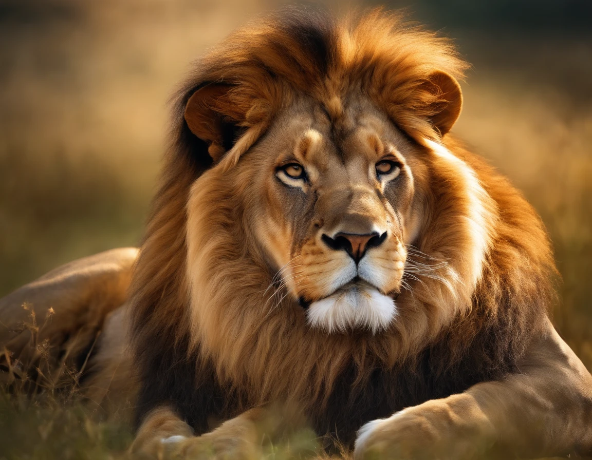 Golden realistic super lion