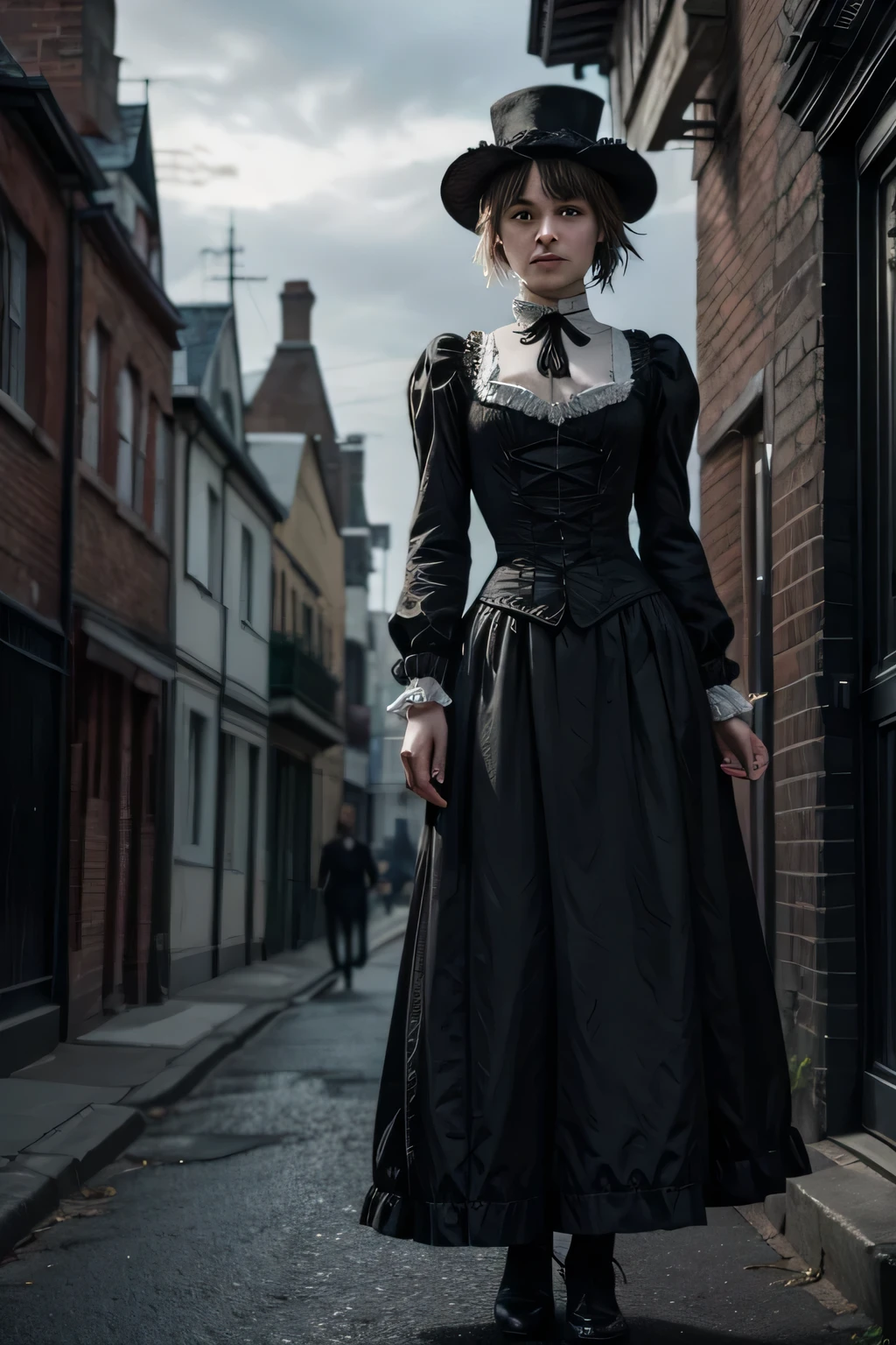 jack the ripper haunting victorian women during victorian era, realistic, terrorific, mistery, dark