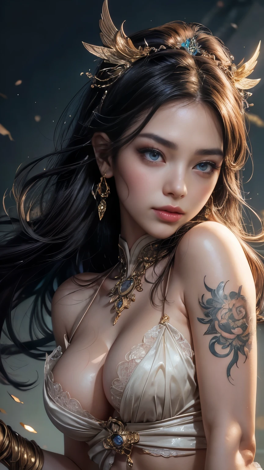 OK、(Best illustrations)、8K UHD resolution、Intricate details、Highest quality、Realistic、Very detailed、Best lighting、Best Shadow、Soft lighting、ultrahd、Ultra-realistic、Tyndall effect、Realistic、(High Resolution Skins:1.2)、 (Intricate details, Compensate, Pure Eros Face_v1:0.5), (Beautiful and delicate down to the last detail, Beautiful and delicate eyes, Perfectly balanced face, Skin with attention to detail, Detailed skin, The optimal ratio is four fingers to one thumb., Place your arms under your chest, Red glowing tattoo under the stomach、Wow!, Wide Hips, Smooth abdomen, Skinny and skinny, __fashion__, __hair__:1.25)、Digital SLR、 An absurd job: 1.3), (Maximum resolution: 1.2), (Ultra High Definition TV: 1.2), Cinematic Light, Detailed eyes and skin, Detailed facial features, , (Sharp focus: 1.2), (Focus on the face:1.2),Perfect Style, Beautiful Face, Acura, Anatomically correct, Very detailed顔と肌の質感, Detailed eyes, double eyelid, Thin eyebrows, Glitter Eyeliner: 1 Natural Cheeks, Glowing Skin, Fair skin: 1.2, (Glossy Lips: 1.4),、 (Embarrassed look: 1.2),Very detailed顔と肌の質感, Detailed eyes, double eyelid, Natural Cheeks, , Glossy Lips: 1.4,Exposed cleavage、1 地獄から来た美しきdevilの女, Surreal Female Portraits by David Hockney and Alphonse Mucha, Portrait of a seductive woman、Fantasy art, Chinese Doll、Chinese actress、Dungeons、Dragon、devil'palace、devil'torture chamber、night、Dark Style 、In the Dark、(Detailed spooky background:0.8), magic、 1 girl、Evil Nun、Dark Necromancer、Succubus、devil'daughter、Umi Shinonome、Bat Wings,(((devil horns)))、 ((((Huge glasses, Nerd Glasses, Thick glasses, Round Glasses)))),(((Huge boobs)))、(devil'tail)、(Red eyes glow:1.6)、The red eye makeup is very sharp and detailed, The eyes are nicely made up, ((Red Eye:1.0)),Intricate tattoos, demonic Intricate tattoos, Thigh Tattoo, Body tattoos, masterpiece、最もBeautiful Face、Baby Face、Cute Smile、Captivating bodyと美しいふっくらとした赤い唇、devil'Captivating body、devilスタイル、Fascinating Black Magic Costume、The long-haired、Braiding、Black hair、ポニーtailの歪み、, Ponytail with a bow tied at the back of the hair, Beautiful expression、Body Up、Big breasts attention、bust, Super tight chest, Breast Augmentation Surgery, Her breasts are very big and round,Tight waist、Wide ass、 Modest, Cowboy Lens, (Black Phoenix Dress: 1.0), devil'crown, Red shiny gemstone necklace、Jewelry Gwise, Wearing black mesh socks,Wear bright red、Hmph, Hmph, Meet beautiful girls, Watching the girls'Body,