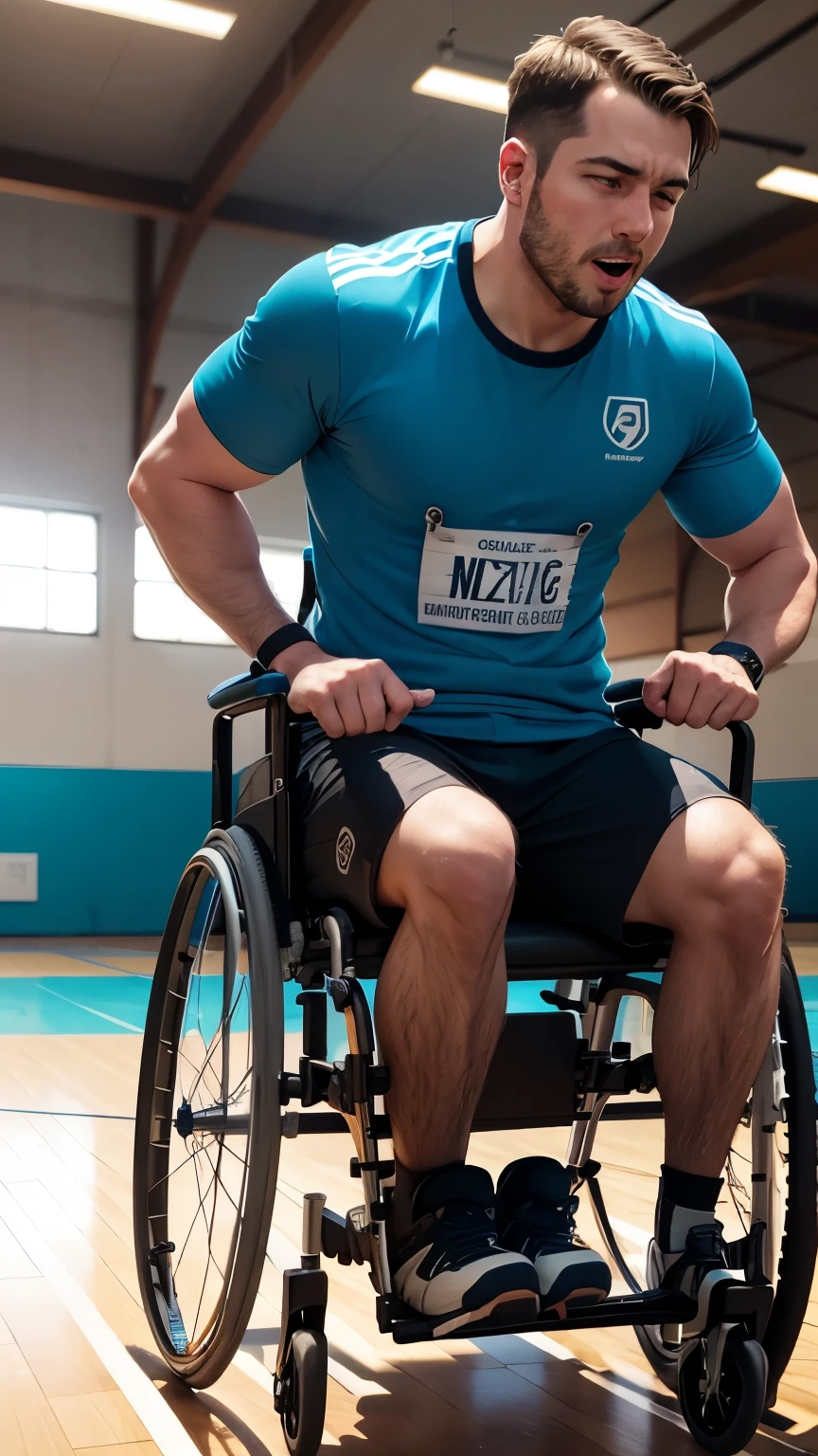 Create a motivational video of a wheelchair user playing sports with other people who are not wheelchair users