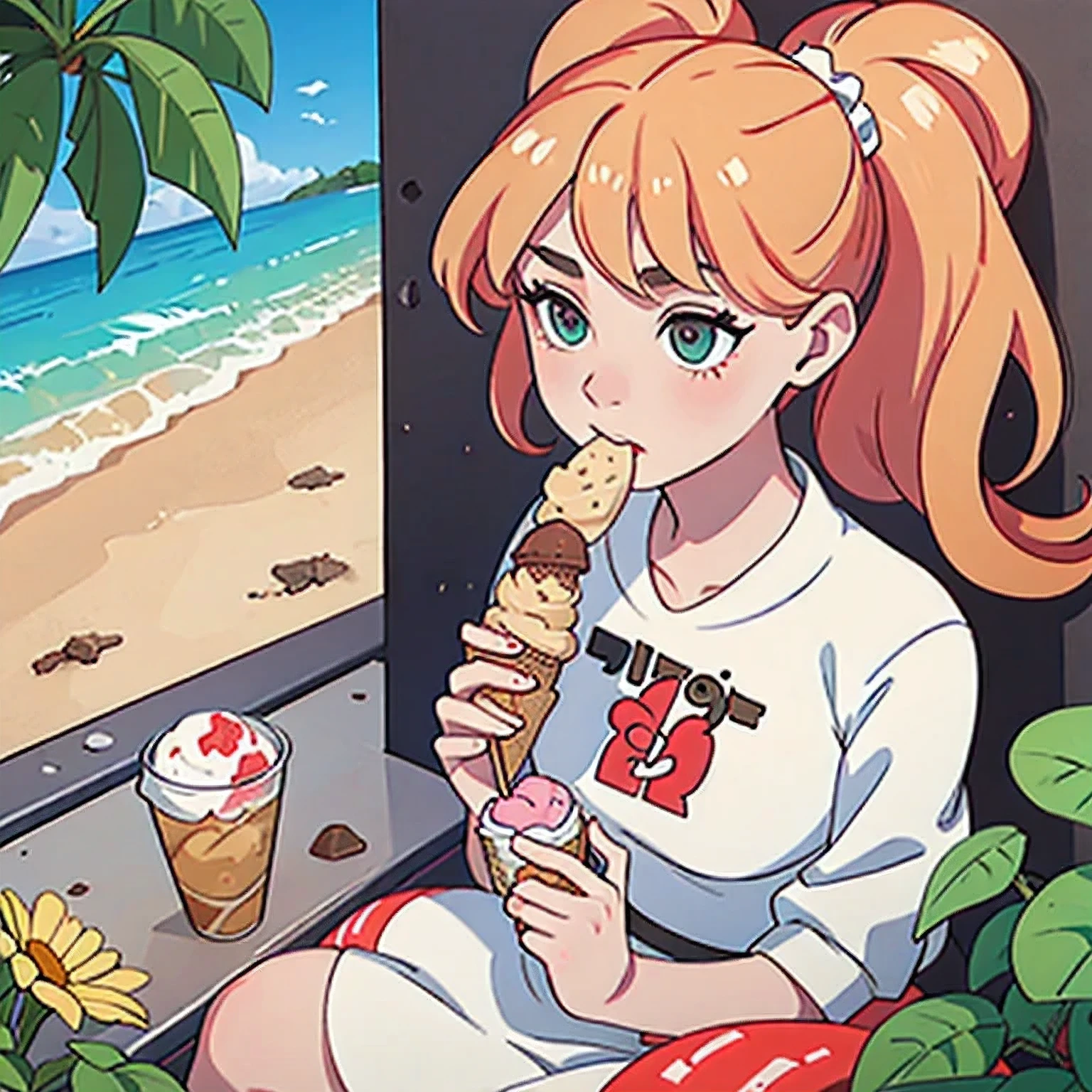girl in a bikini eating an ice cream cone, eating ice cream, in a bikini, angela white, giorgia meloni, katy perry, in bikini, eating ice - cream, wearing spandex bikini, ice cream on the side, bikini, ice cream, wearing a bikini, candid photo of dirty, shiny plastic bikini, candid shot, cone, 1 girl, solo,in a green dress standing by a wall,portrait of female idol