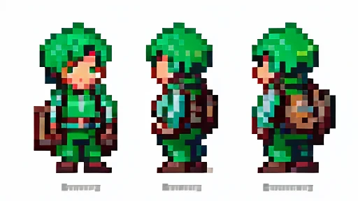 pixel art, Masterpiece, pix, ((( Create images of a Game Based on POKÉMON EMERALD ROGUE 2.0, charachter, Pokémon, NPCs, citys, mappa, small town, Plants of all characteristics))) ,  Anime style, Cute, 4K, masterpiece, detailded.💚（（tmasterpiece）），（（（best qualtiy））），（CharacterDesignSheet，Same role，frontage，Lateral face，on  back），concept-art，concept art of character，Character sketches，reference sheet，Role table, 