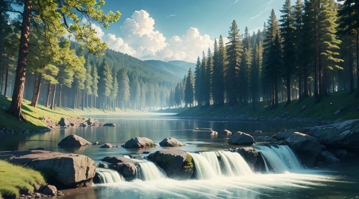 naturey, Realism, 4K, sky, TREES, water,