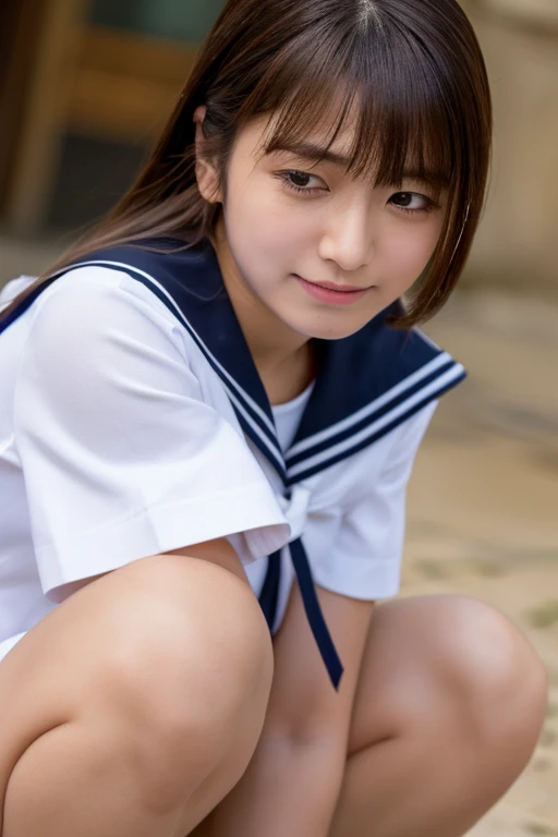 8k, RAWポートレート NSFW.(Japanese women),masterpiece、Photorealistic:1.2、Realistic, Ultra-high resolution, highest quality, Real Life Photos ,( in the evening :1.1),
((((1 female))))、Japanese、(((high school girl、Japanese 、Short-sleeved sailor uniform、Green neck ribbon)))、(Cute Face:1.3)、Japanese women,((high school girl))、((Real high school girl))、((business art:1.6)),Slender body,、at the park、Detailed Private Parts、
、big, beautiful, Fine Eyes, Black Hair,(Written boundary depth:1.3)、 ((Dark brown eyes:1.2))、(Realistic skin texture:1.3)、(Immersive atmosphere:0.8、Chiaroscuro:1.2) 、(Show Viewer:1.4)、((Embarrassed look:1.4))、((Red cheeks:1.3))、((From Below:1.2))、(Open your mouth:0.7)、((Private parts are visible))、((Sexy shot))、((A woman lifting her skirt up))、From below the skirt, you can see her belly button、Wet skin、Detailed vagina、((Crouching on the stairs))、((From below:1.38))、((Photos that emphasize the genitals))、the most beautiful woman in the world、the most beautiful woman in the world、((Spread your legs out to the side:1.4))、