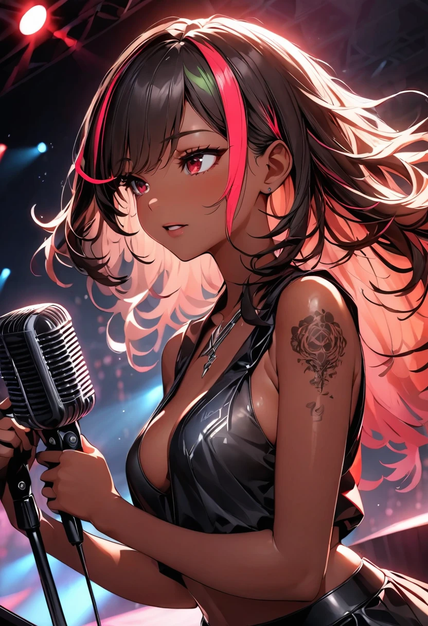 ((best quality)), ((masterpiece)), (detailed), ((best quality)), ((masterpiece)), (detailed), at the concert, there's smokes, crowded people raising their hands, many lightings
