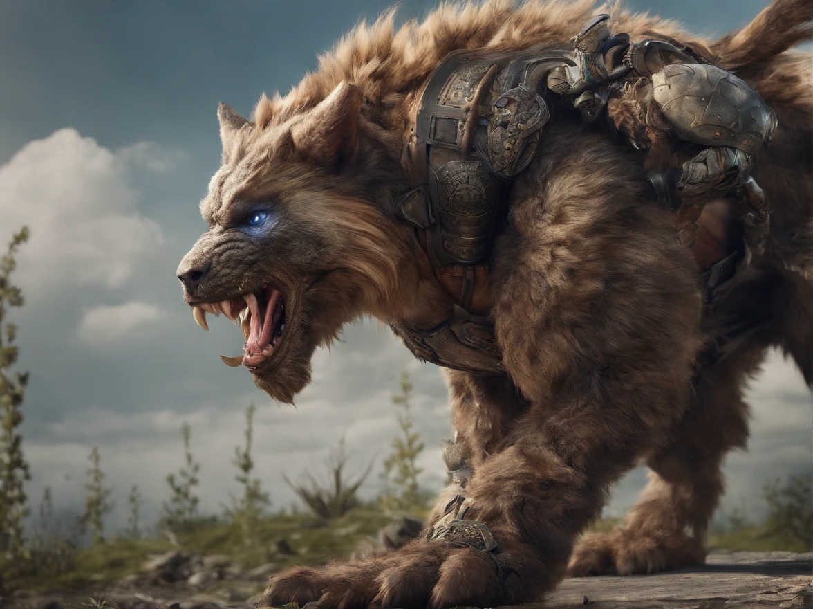 Furry beast wearing earth element armor
