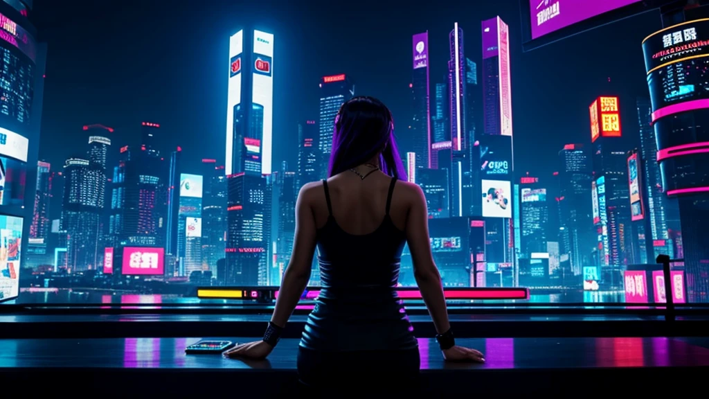 Round tv screen, cyberpunk