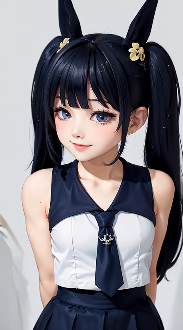  (masterpiece:1.3), (Best Quality:1.3), (Ultra-detailed:1.2), ((kawaii)), Cute, (lovely), ((sexy)), ((Extremely detailed)), 4K, (8K), Best Quality, (Beautiful), Illustration, anime style, (bold line:1.2), Gradation, looking at viewer, //, (bent down:1.1), (arms behind back), //, a cute girl, 1girl, (solo:1.2), gleaming skin, //, (flat chested), (Perfect eyes:1.2), (Perfect iris:1.2), //, darkblue hair color, (beautiful eyes) //, (half closed eyes:1.3), (sexual expression:1.2), Fascinated expression, smile, (blush:1.2), //, modern city background, on rock, twin tails, muscle girl, hard abs, exposed abs, sailor uniform with skirt