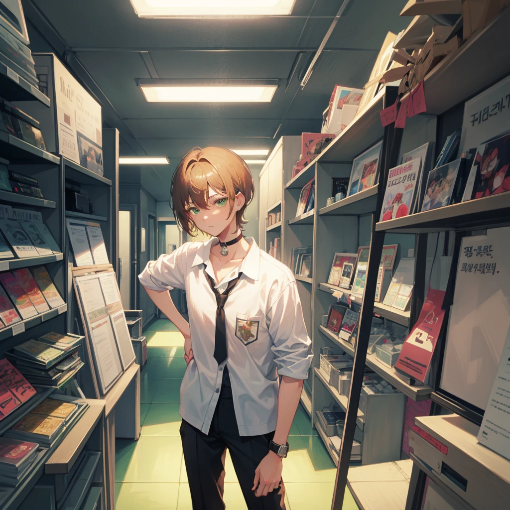 [[[[[[1 man]]]]]], {{{{{{{{17 year old male}}}}}}}}, [[[[[square black glasses]]]]] Short hair, short cut, 남자 short cut, light brown hair, blonde hair, green eyes animation, [[[[[square black glasses]]]]] choker, looks troubled, suit, standin, very detailed, 8k, school background