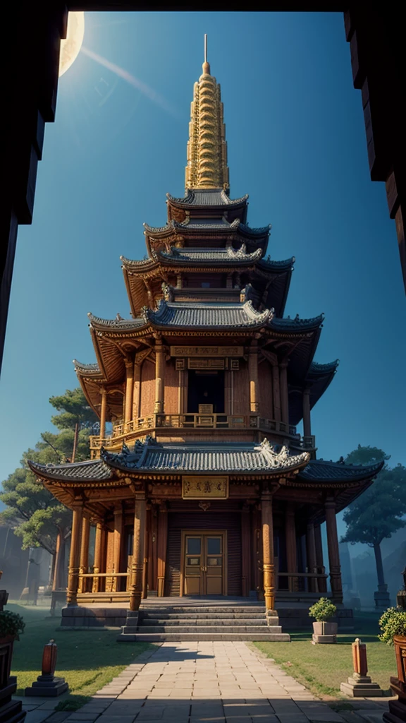 Generate an image of a temple made in pixel art. With centralized writing: Know yourself. Do not be afraid.