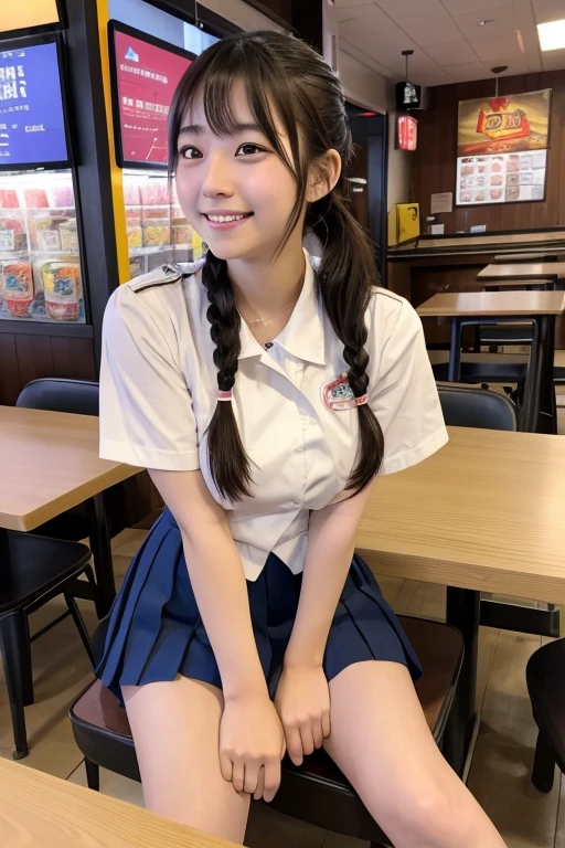 Fast food restaurant clerk Japanese female college student２０Old side pony。
Uniform with emphasis on breasts。
Super mini pleated skirt。
Falling and falling on your bottom
「Ouch, ouch, ouch！」
And her smile is cute。
ＭCharacter splits。
Angle looking up from the thighucus seeps from under her skirt。
