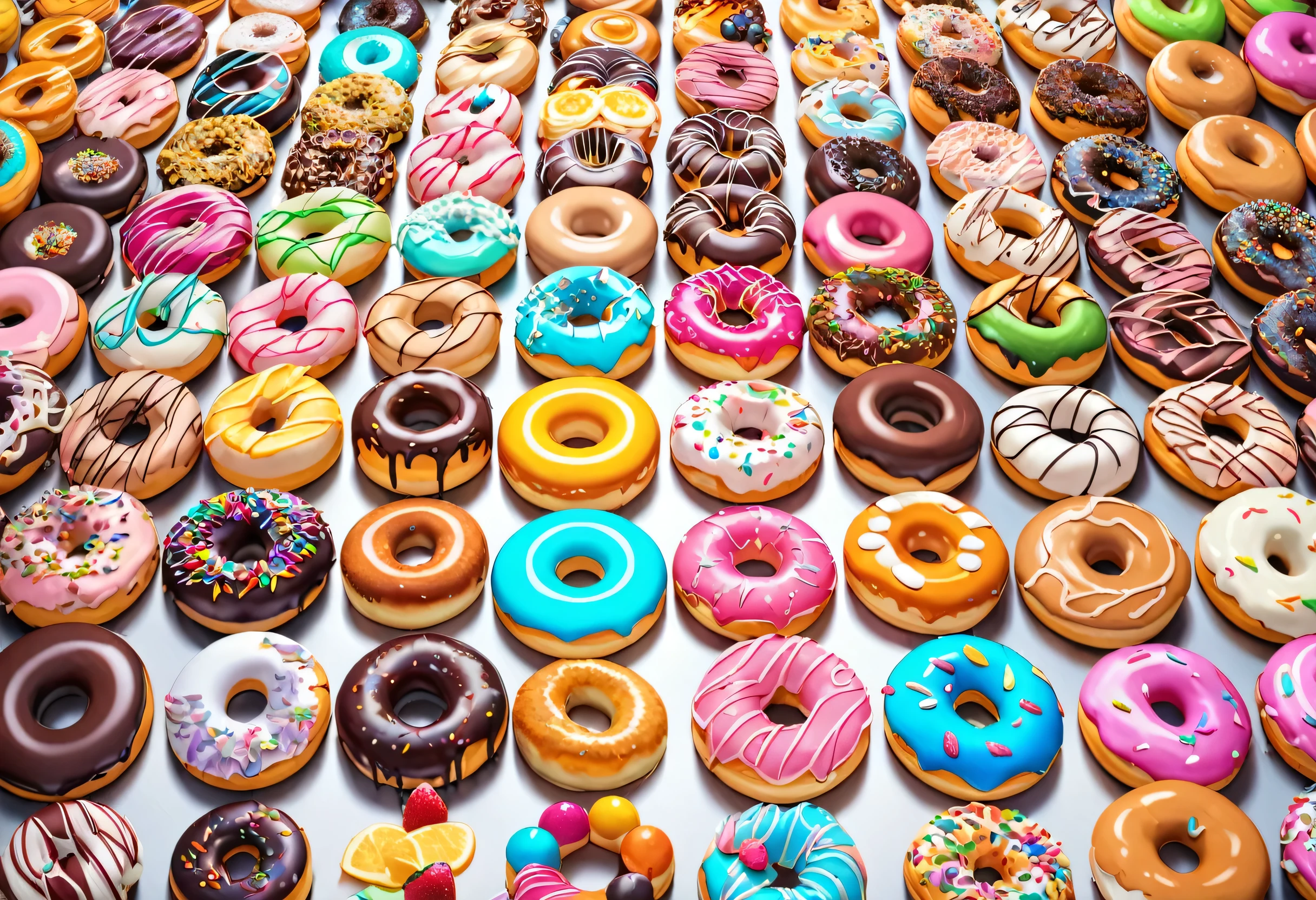 many kinds of donuts, colorful, looks delicious, 4K, 8k, colorful 4K, colorful 8k, colorful HD