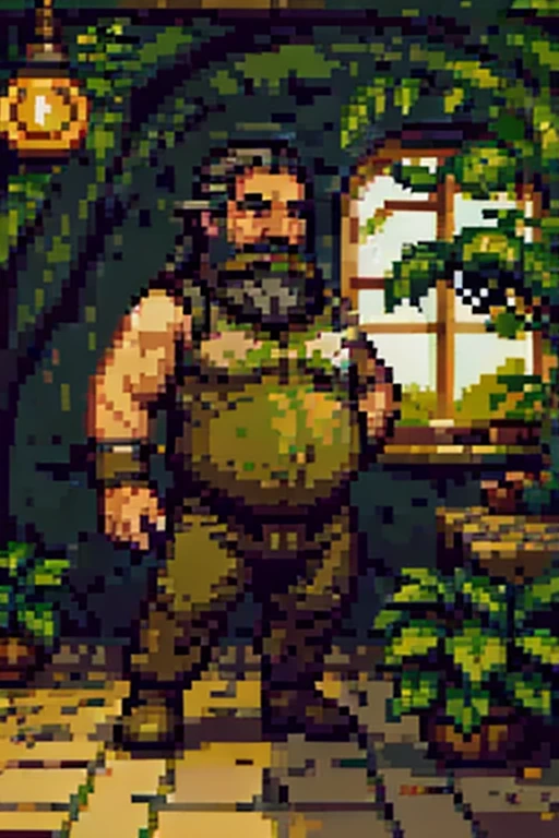 pixel art, Masterpiece, pix, ((( Create images of a Game Based on POKÉMON EMERALD ROGUE 2.0, charachter, Pokémon, NPCs, citys, mappa, small town, Plants of all characteristics))) , Anime style, Cute, 4K, masterpiece, detailded.💚 🌹Dwarves are a fictional character archetype that typically have short but robust bodies and are known for their incredible strength. Their skin color is usually gray or brown, and their hair is typically dark brown or auburn and short and stout. Dwarves' features are often rugged with prominent beards or goatees, which are considered indicative of their brawn and fighting prowess. They have dark-colored eyes and heightened vision due to their long periods of subterranean living.Dwarves typically wear heavy clothing and leather goods, which are made to be durable and protective during their mining and crafting processes. Their broad and powerful hands are highly regarded for their skilled craftsmanship, from building homes to the forging of weapons and armor.Generally, dwarves are known for their bravery and stubbornness. They value tradition, respect for the law, and family honor, which they take pride in. Overall, the dwarven archetype is widely used in culture to represent a variety of characters, including warriors, miners, craftsmen, and elites in various fields.The gentle sunshine and natural scenery under the sunlight: The sunshine is a source of vitality for life. It shines on all things in nature, makes all plants and trees full of vitality, and gives natural scenery a gentle and warm aesthet, (handsome mature man plump chubby morbid extremely thick thighs bulging belly fat), older man, gray hair, white man, wearing , hairy chest, hairy belly, bare overalls, gloves, , bulge, detailed glade on clothing, (fat and corpulent: 1.3), full beard very long, looking at the viewer, handsome man, detailed eyes, symmetrical face, mischievous smile, robust, mustache, longer hair, his body is lying sideways on the floor, front view.