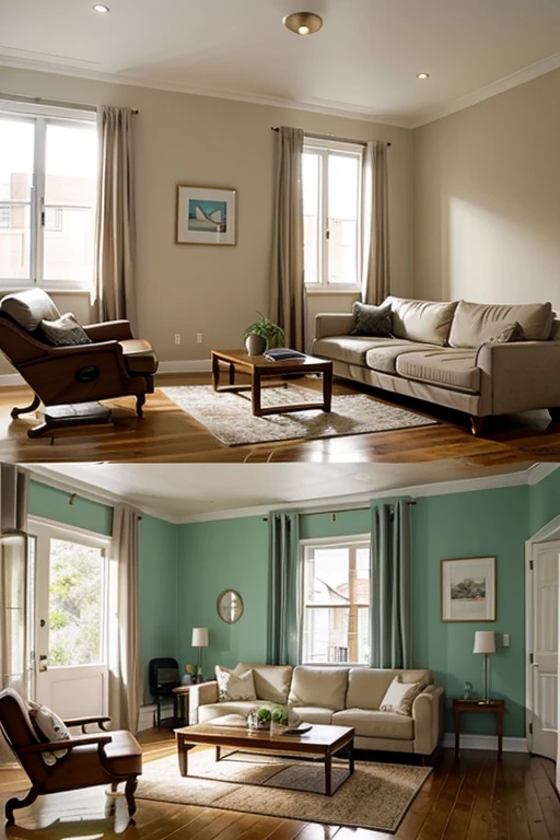 generates the living room of a neutral colored house