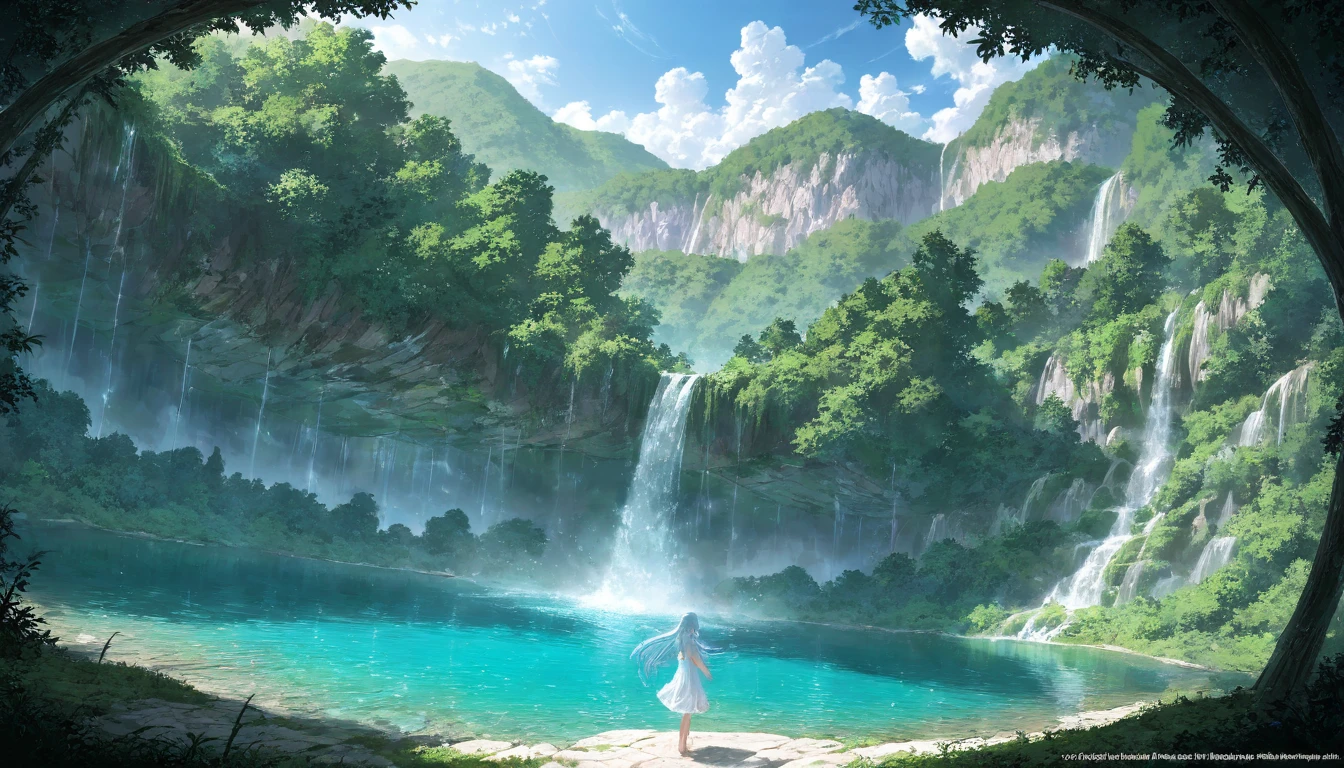 masterpiece, best quality, extremely detailed, (illustration, official art:1.1), 1 girl ,(((( light blue long hair)))), ,(((( light blue long hair)))),light blue hair, , long hair ((blush)) , cute face, masterpiece, best quality,(((((a very delicate and beautiful girl))))),Amazing,beautiful detailed eyes,blunt bangs((((little delicate girl)))),(((tareme))),droopy eyes.(true beautiful:1.2), sense of depth,dynamic angle,,,, affectionate smile, (true beautiful:1.2),,(tiny 1girl model:1.2),)(flat chest), summer, Plitvice Lakes National Park, Croatia: Emerald-green lakes cascade in a mesmerizing dance, surrounded by lush foliage and the soothing sounds of waterfalls, offering a tranquil oasis in the heart of Croatian wilderness. ,wide angle, landscape ,,unreal 5 daz, extremely detailed ,((ultrasharp)),((masterpiece)),((best quality)),((ultradetailed)),((intricated details)), extremaly detailed background, ,32k, 8k ,,soft lighting,high quality,grain, beautiful and aesthetic,extremely detailed, natural shadows,
waterfall